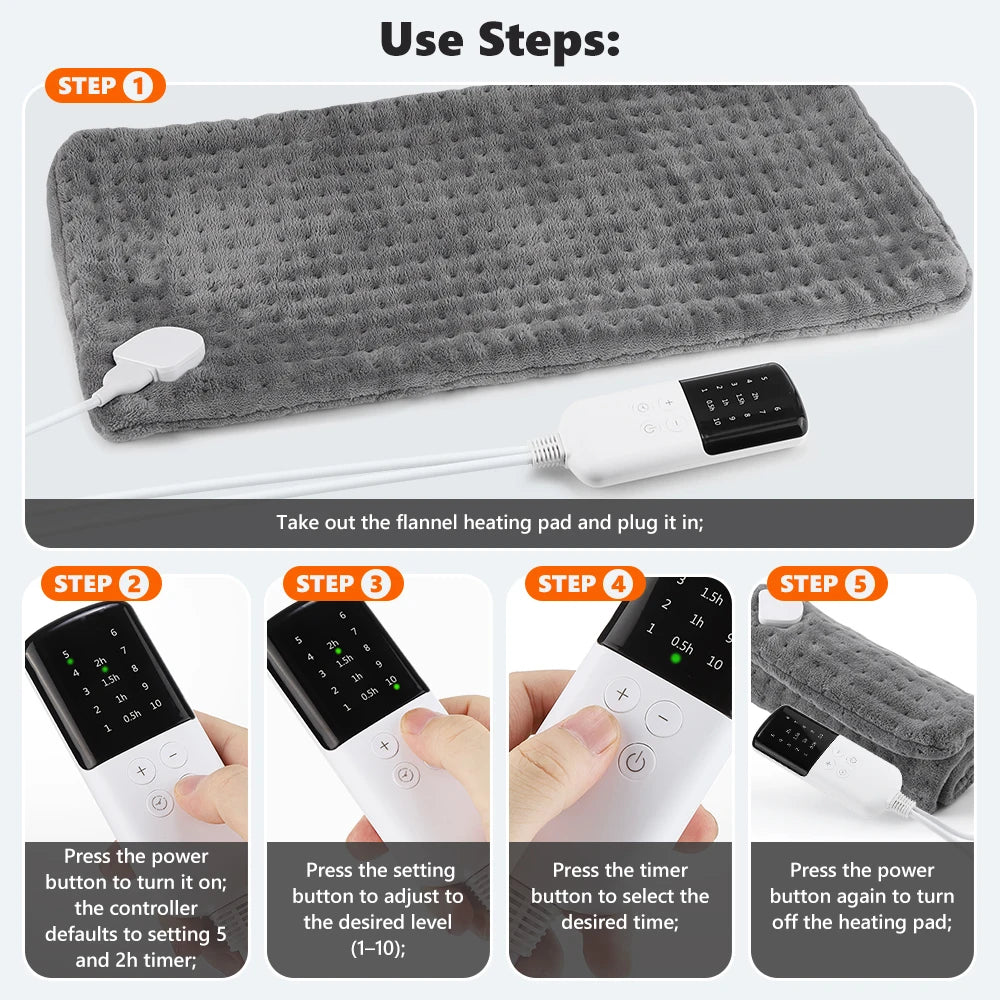 Electric Flannel Heating Pad for Back Pain and Muscle Relief - 14