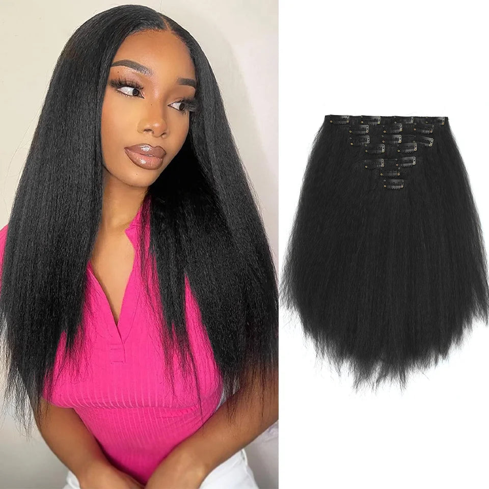 7-Piece Yaki Straight Clip-In Hair Extensions - 6