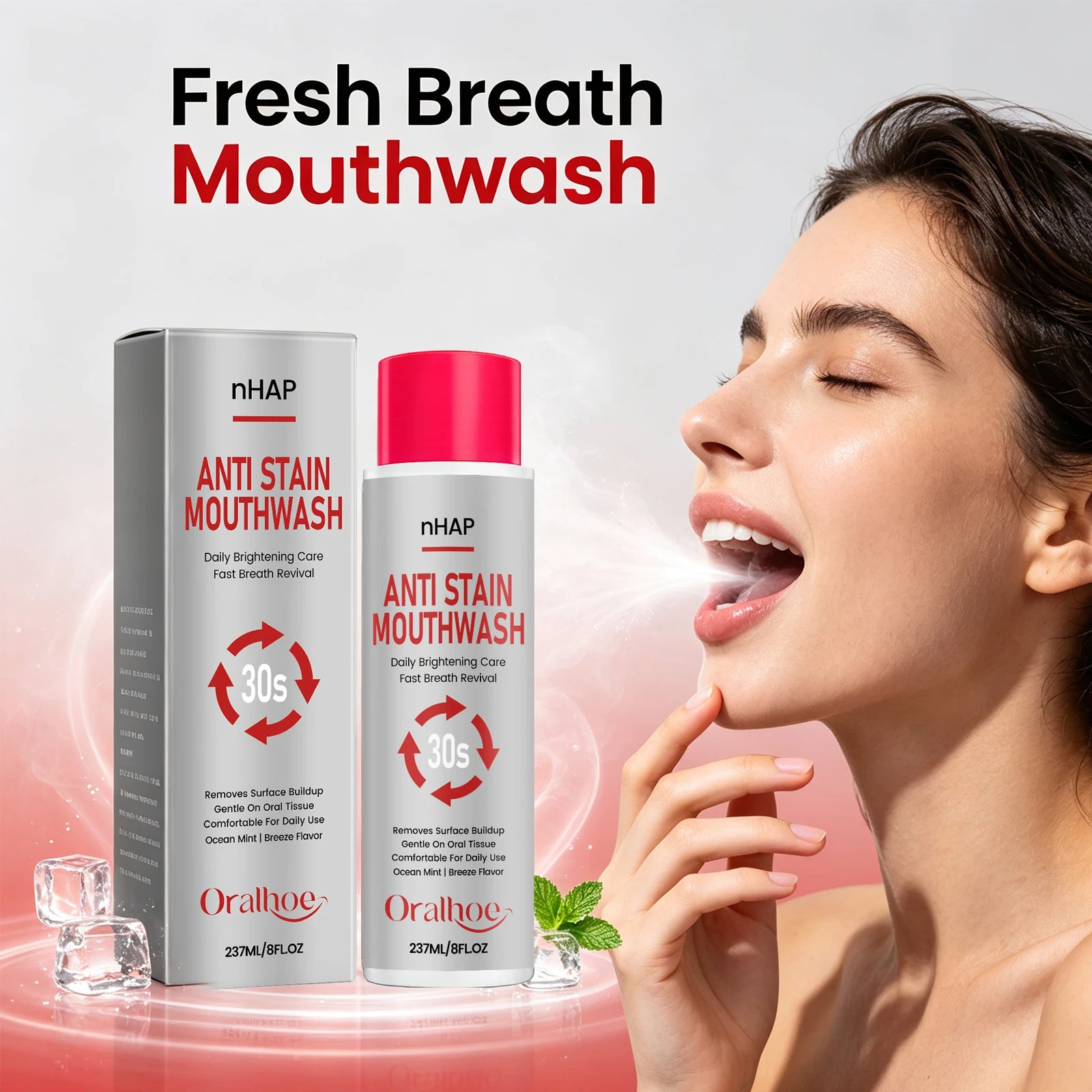 Anti-Stain Whitening Mouthwash for Fresh Breath and Plaque Removal - 4