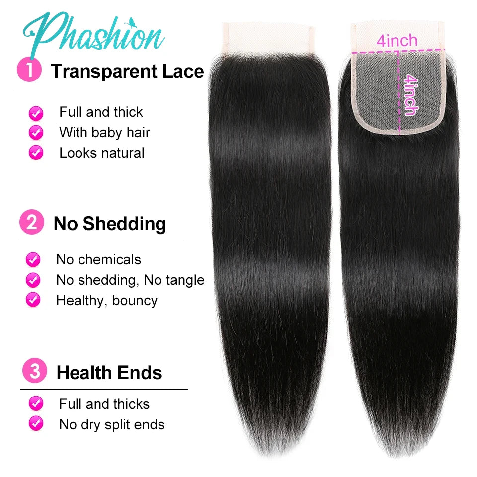 Straight Human Hair Lace Closure for Natural Seamless Styles