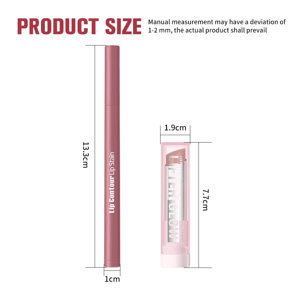 Long-Lasting Lip Contour Stain and Hydrating Glow Balm Makeup Kit - 6