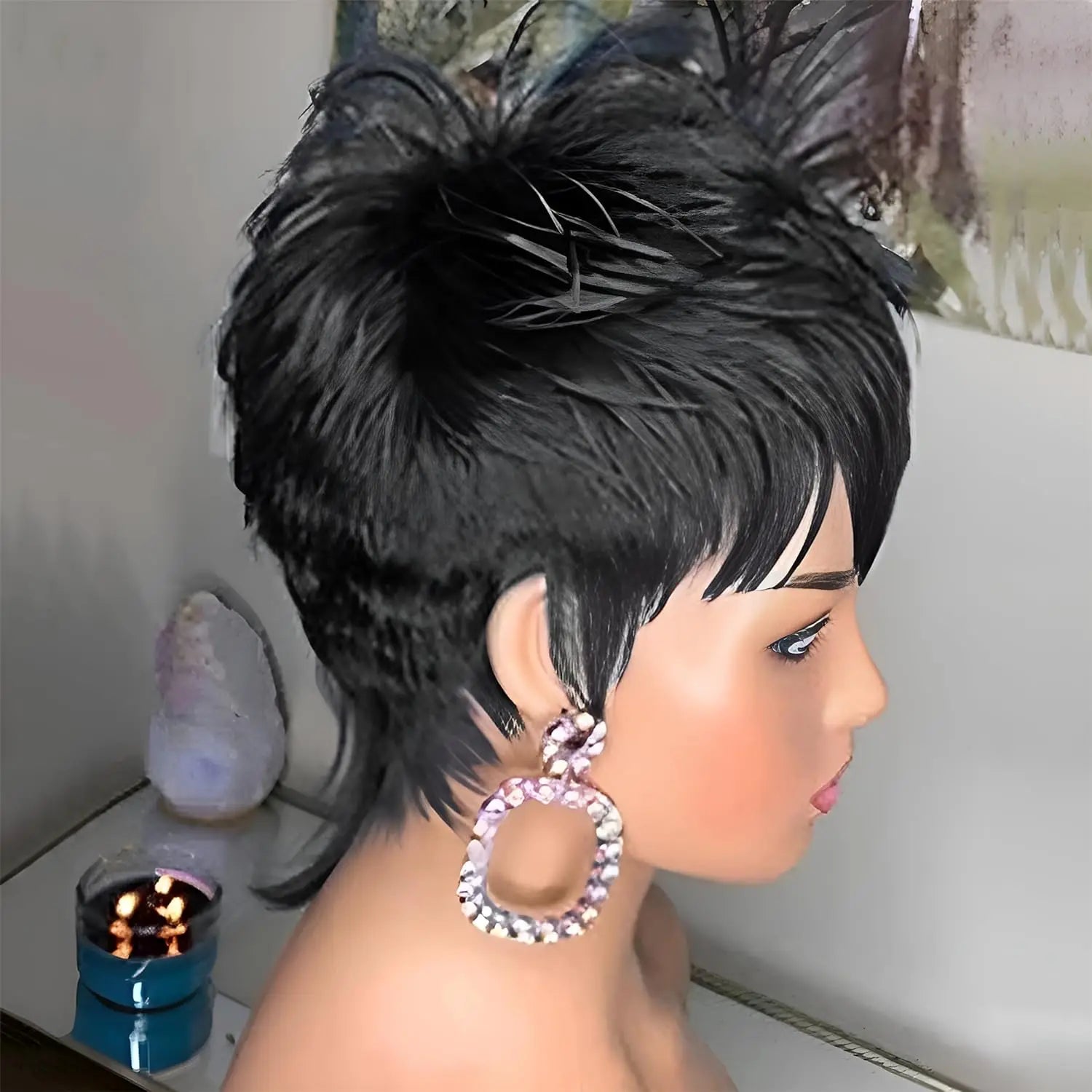 Short Curly Mullet Pixie Cut Wig for Women - 5