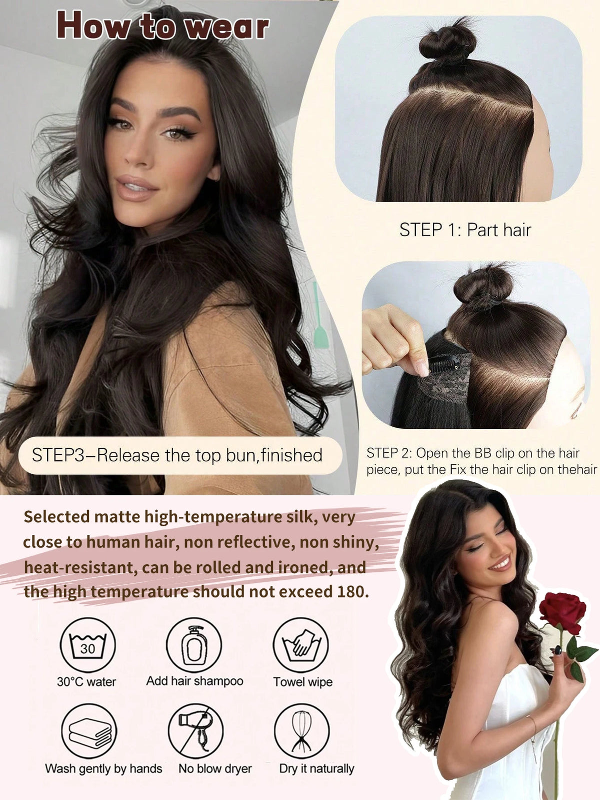 24-Inch V-Shaped Wavy Clip-In Hair Extensions for Instant Volume