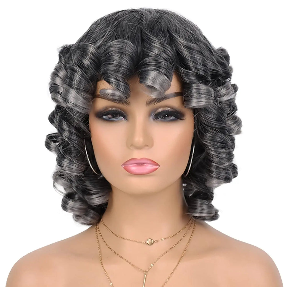 Short Afro Curly Wig with Bangs for Daily Wear