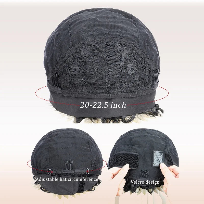 Short Curly Water Wave Synthetic Headband Wig for Daily Wear - 4