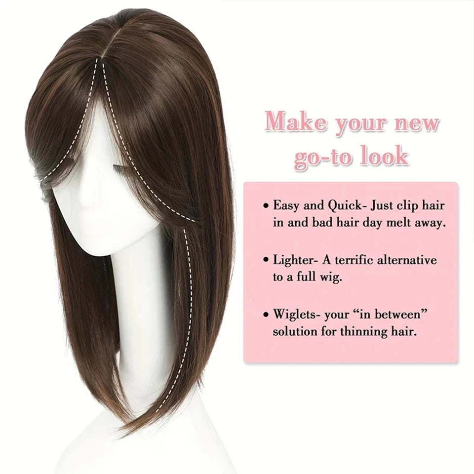 Clip-In Hair Topper with Bangs for Natural Volume and Root Coverage