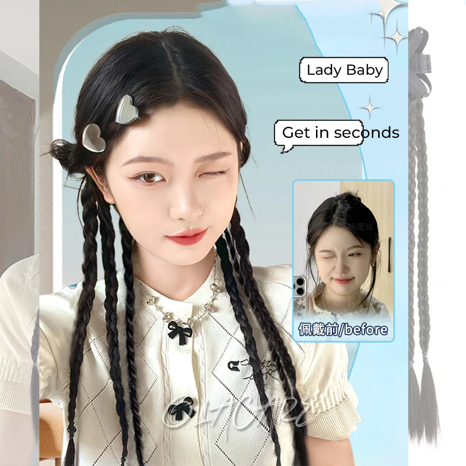 Long Clip-In Bubble Braid Ponytail Hair Extension for Daily Styling - 24