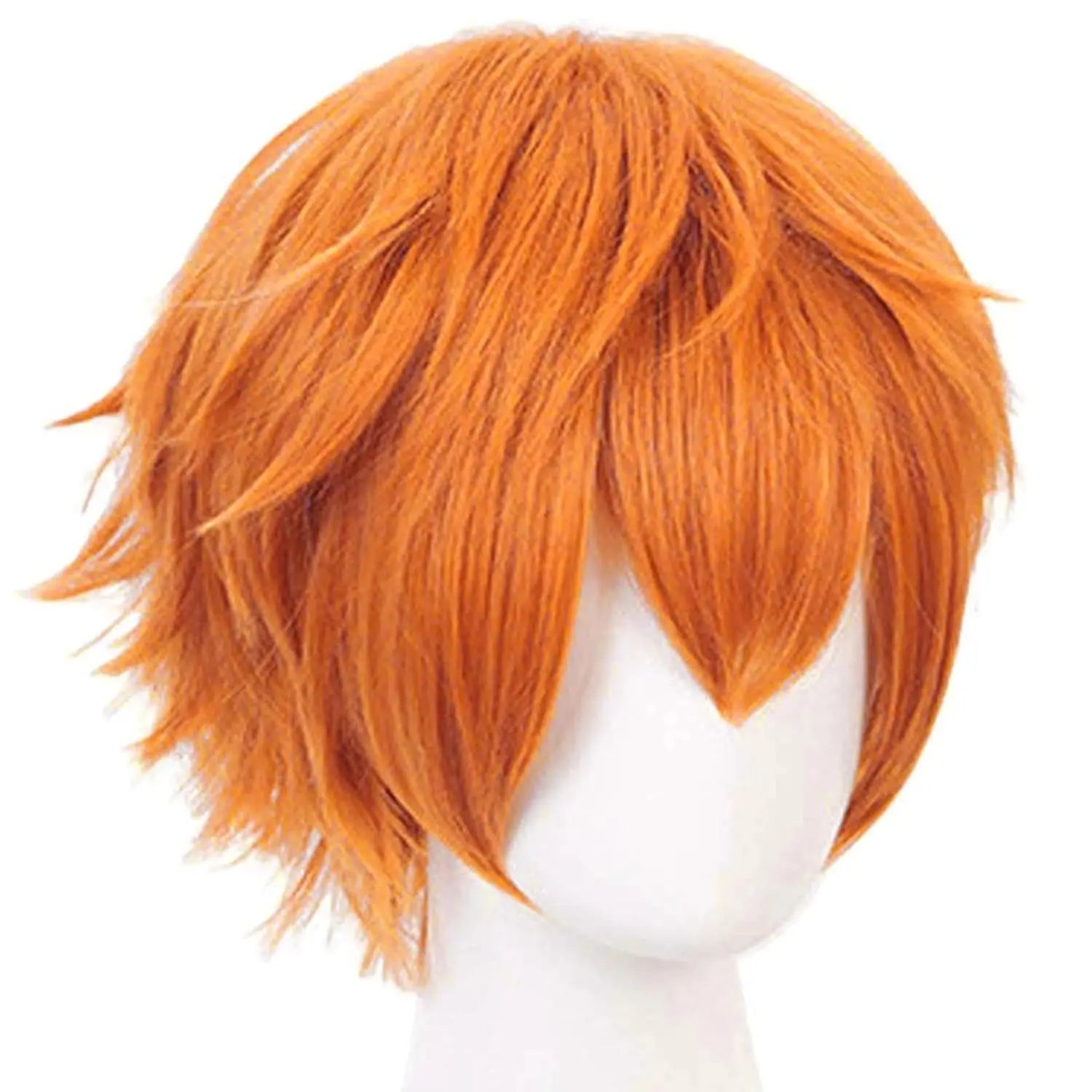 Short Wavy Orange Cosplay Wig for Anime Halloween Costumes - 4