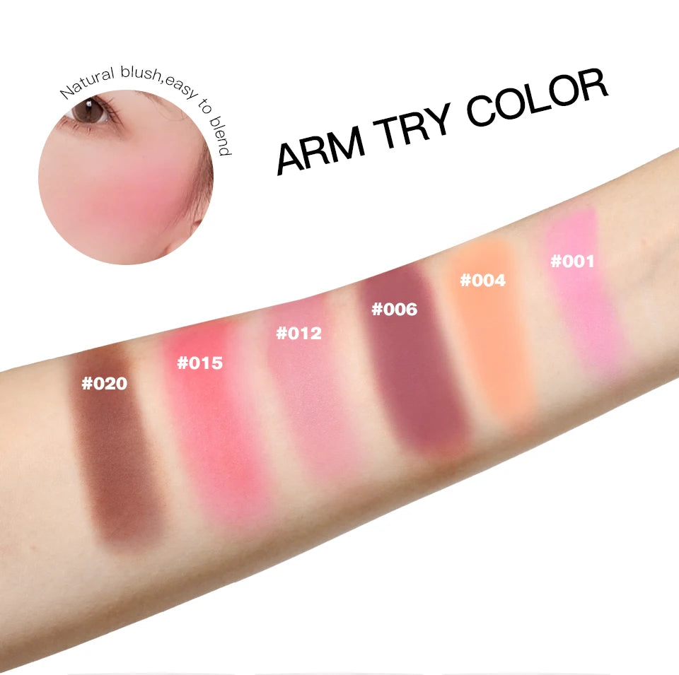 Embossed Matte Face Blush Palette with Professional Application Brush