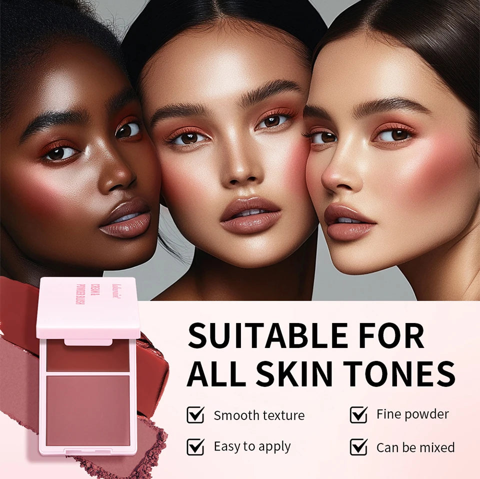 2-in-1 Cream and Powder Blush Palette for Long-Lasting Radiant Makeup - 9