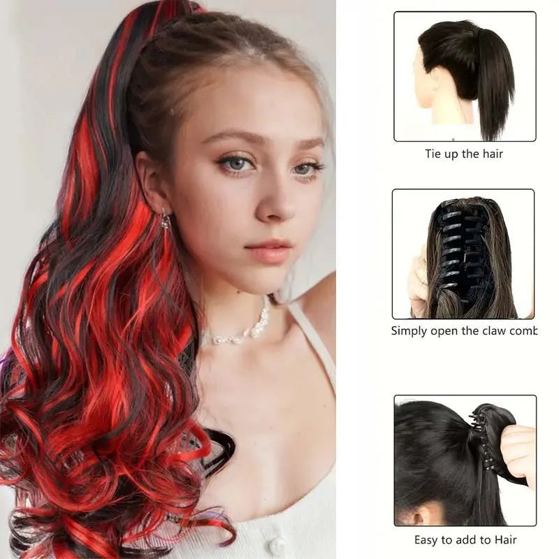 20-Inch Curly Highlighted Ponytail Extension with Claw Clip - 6
