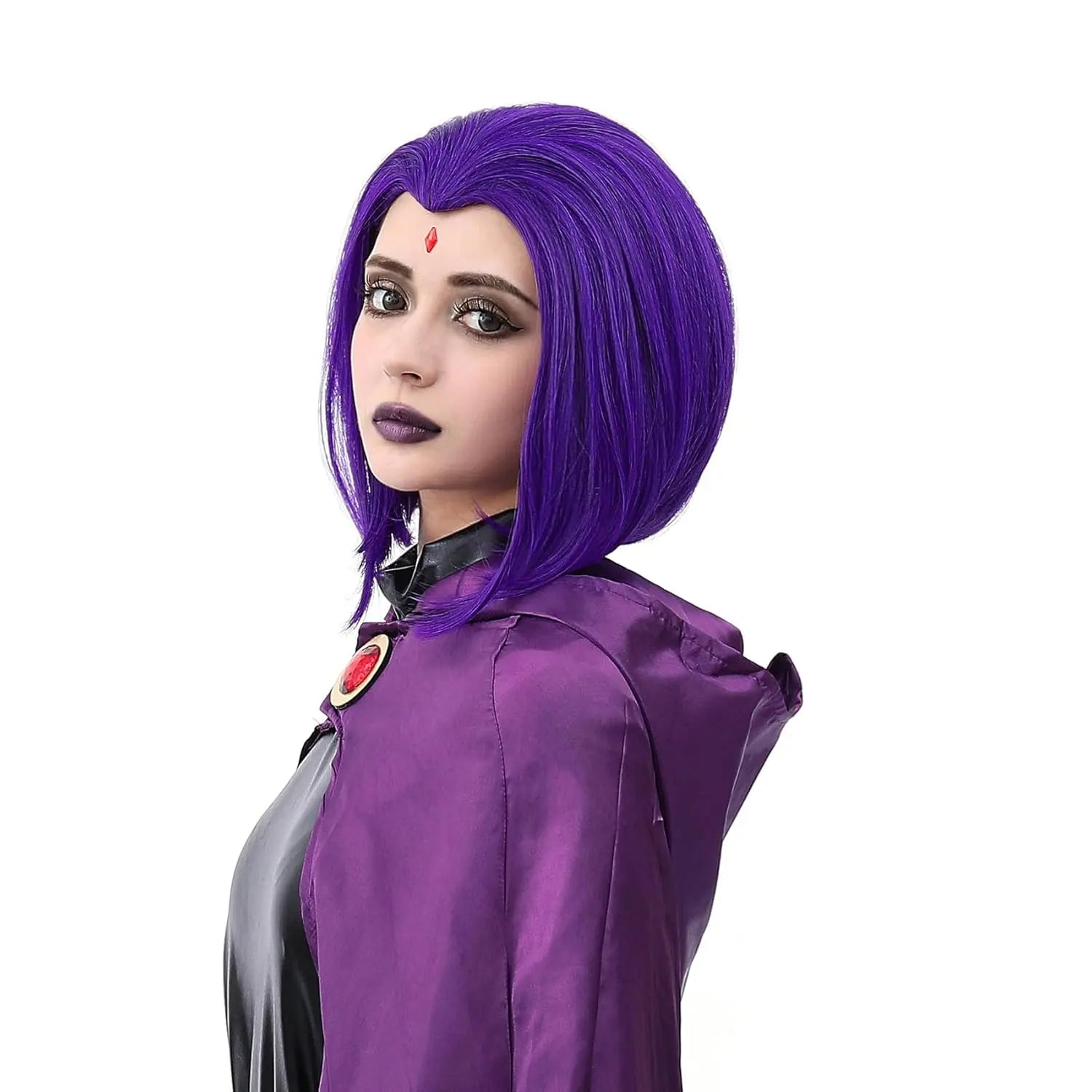Short Purple Bob Cosplay Wig for Halloween Costume - 4