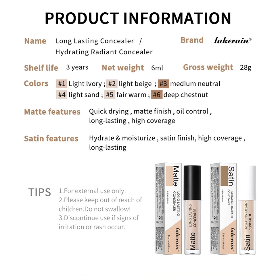 Full Coverage Matte Finish Liquid Concealer for All Skin Types - 15