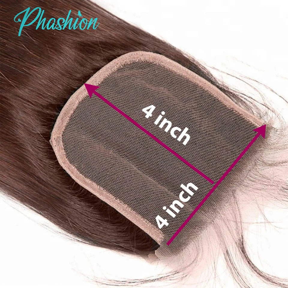 Chocolate Brown Straight Remy Human Hair Lace Closure