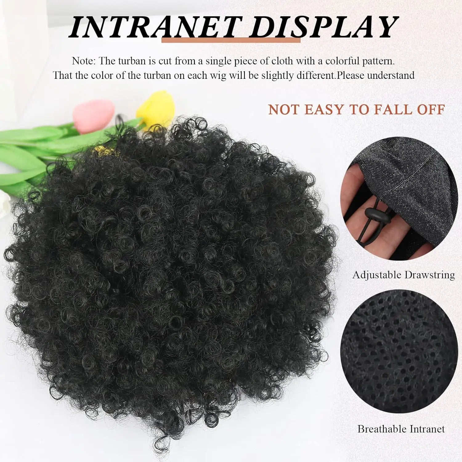 Short Kinky Curly Headband Wig for Women - 2