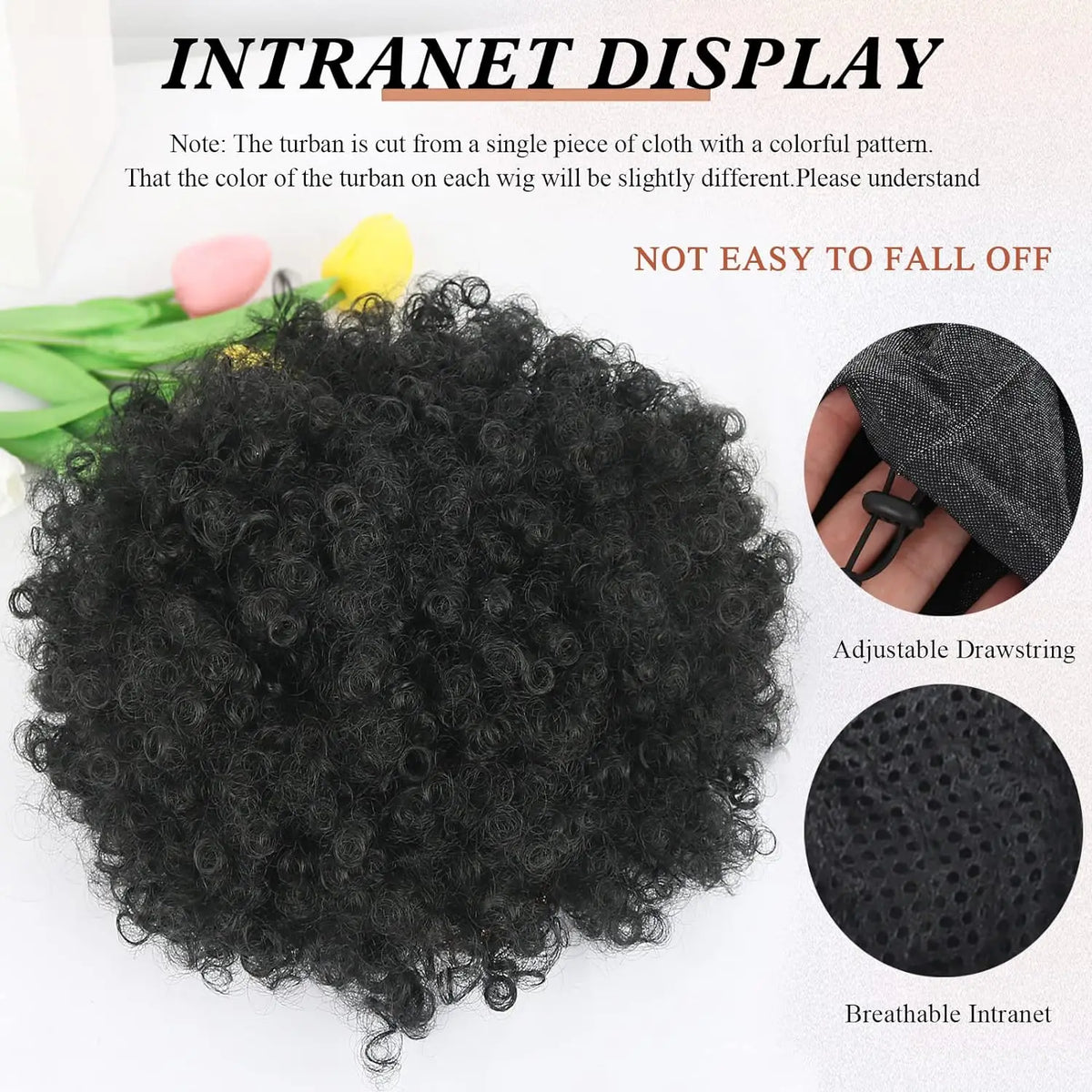 Short Kinky Curly Headband Wig for Women