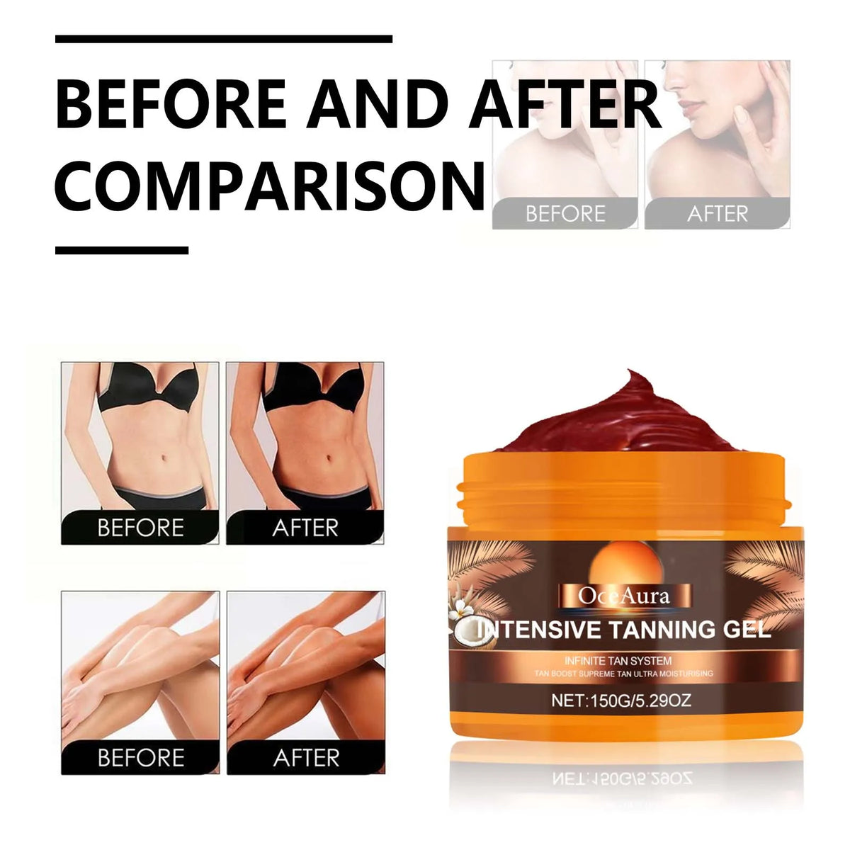 Intensive Tanning Gel for Natural Long Lasting Dark Skin Glow