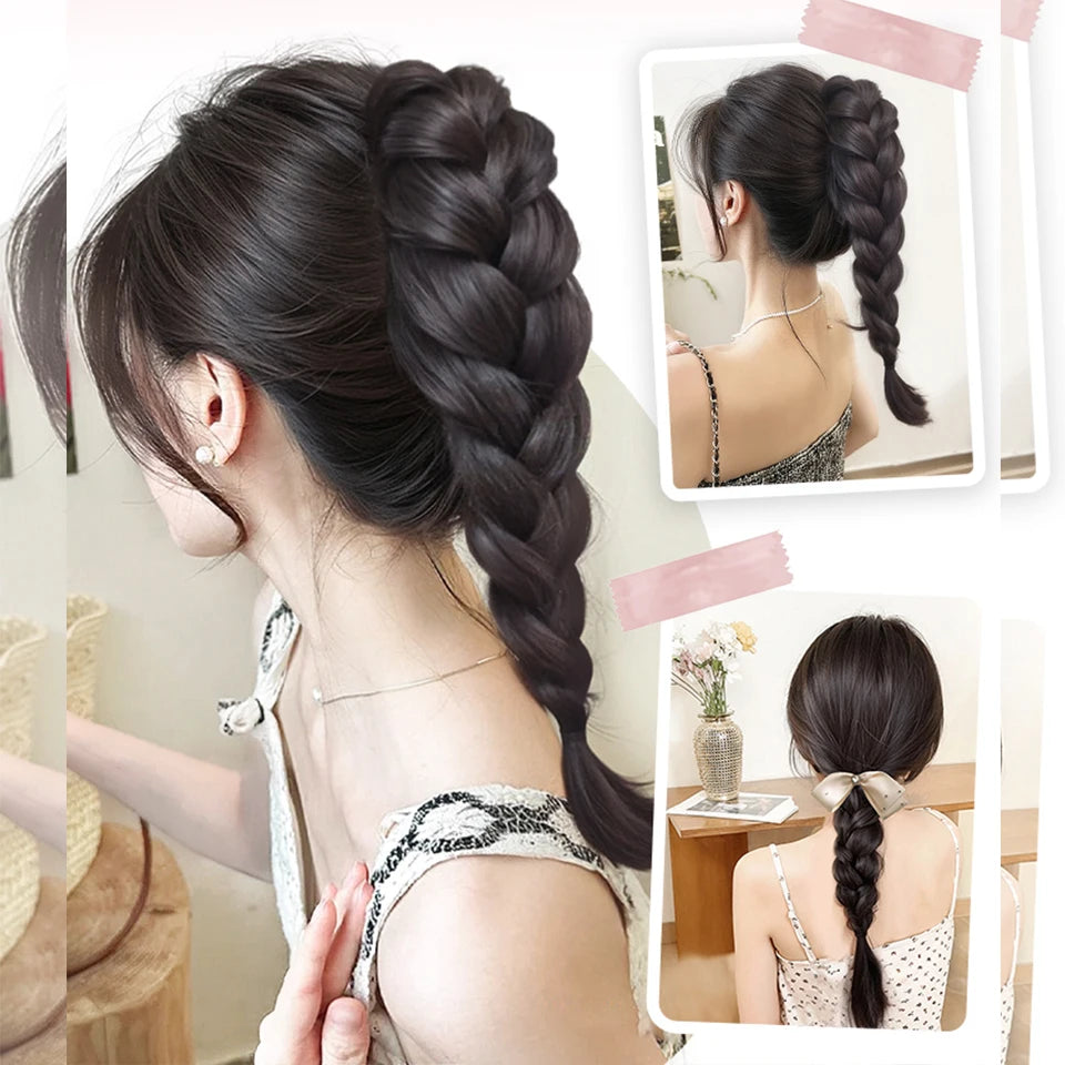 Long Claw Clip-On Braid Ponytail Hair Extension for Daily Styling - 27