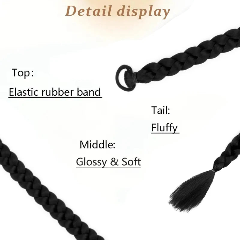 Long Braided Ponytail Extension for Women Synthetic Hairpiece