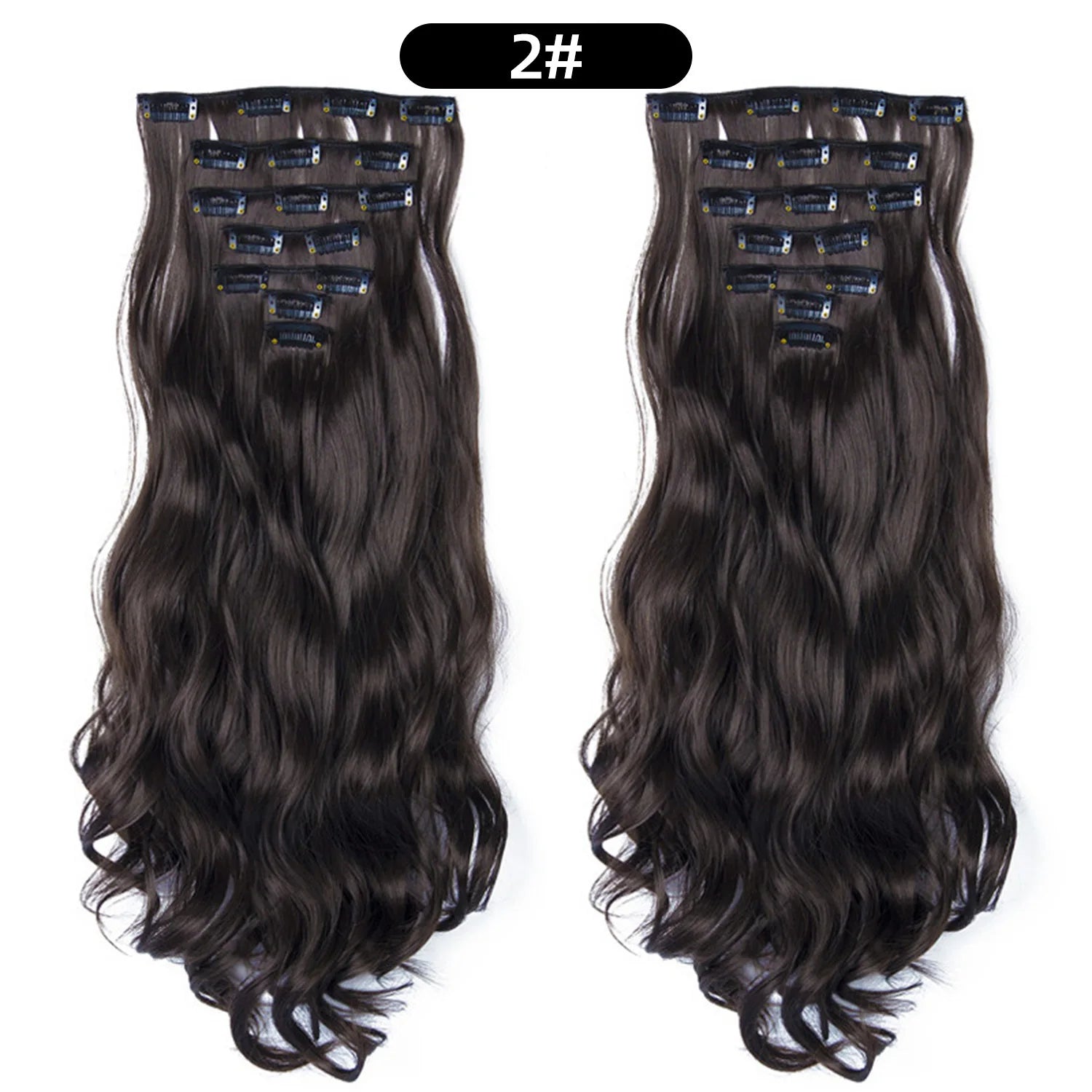 22 Inch Deep Wave Clip-In Hair Extensions Full Head Set - 17