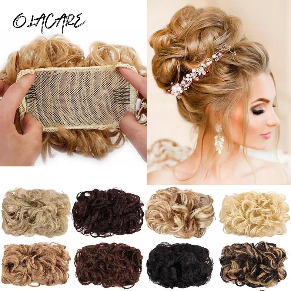 Messy Curly Hair Bun Scrunchie for Instant Elegant Updo Hairstyles