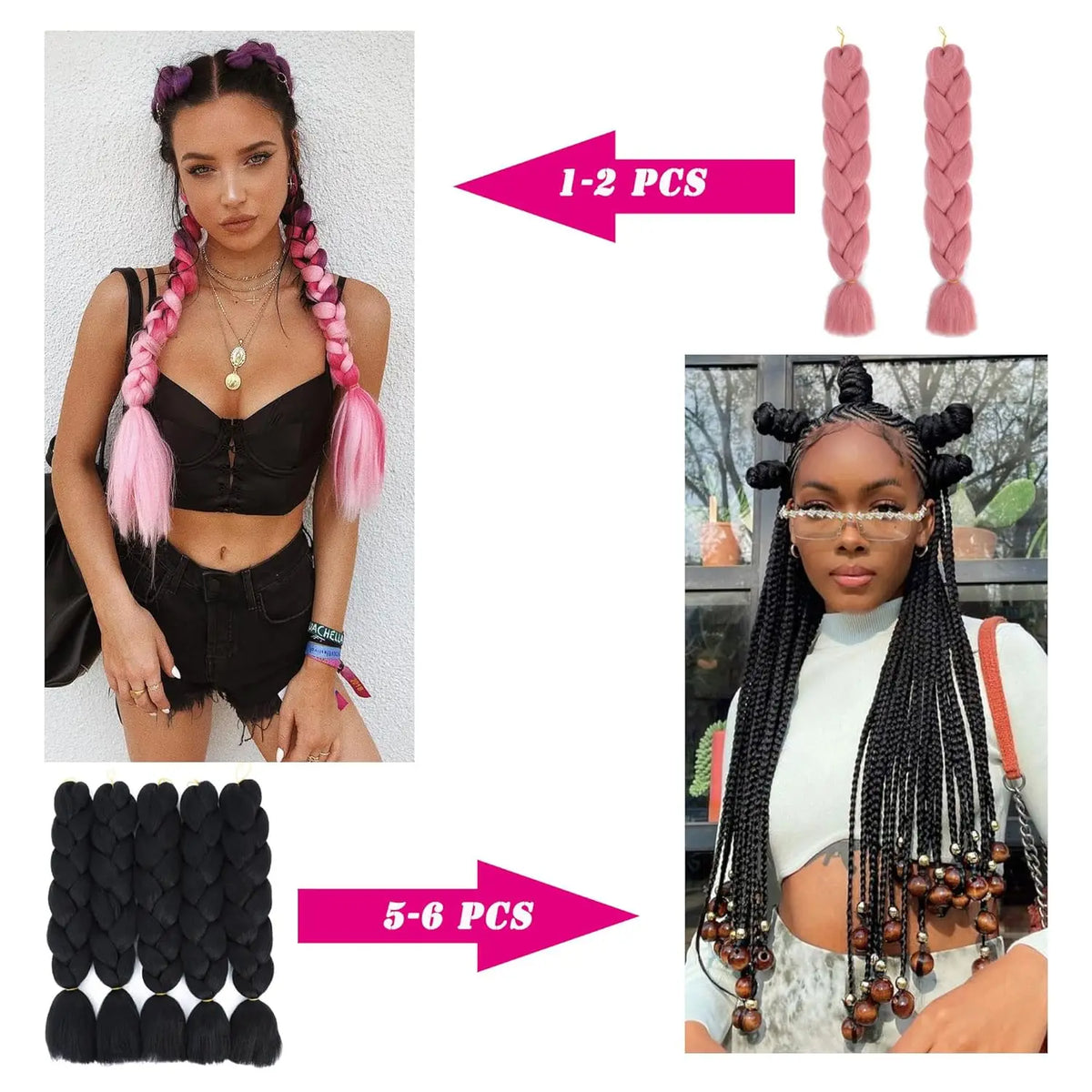 24-Inch Synthetic Jumbo Braiding Hair Extensions