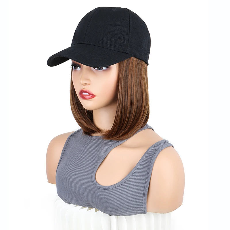 12-Inch Short Bob Synthetic Hair Extension Baseball Cap