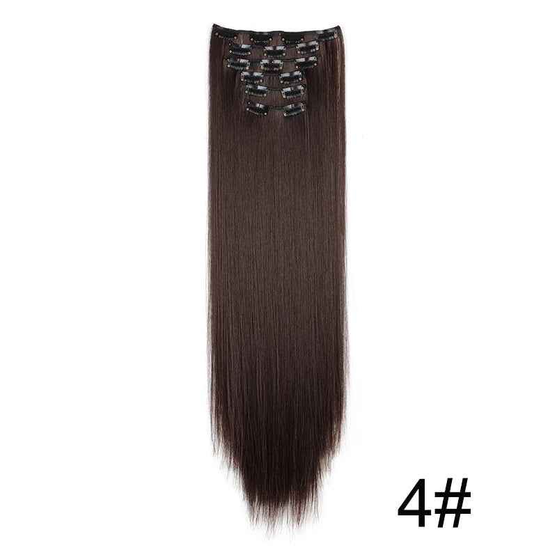 24-Inch Long Straight Clip-In Hair Extensions for Daily Wear