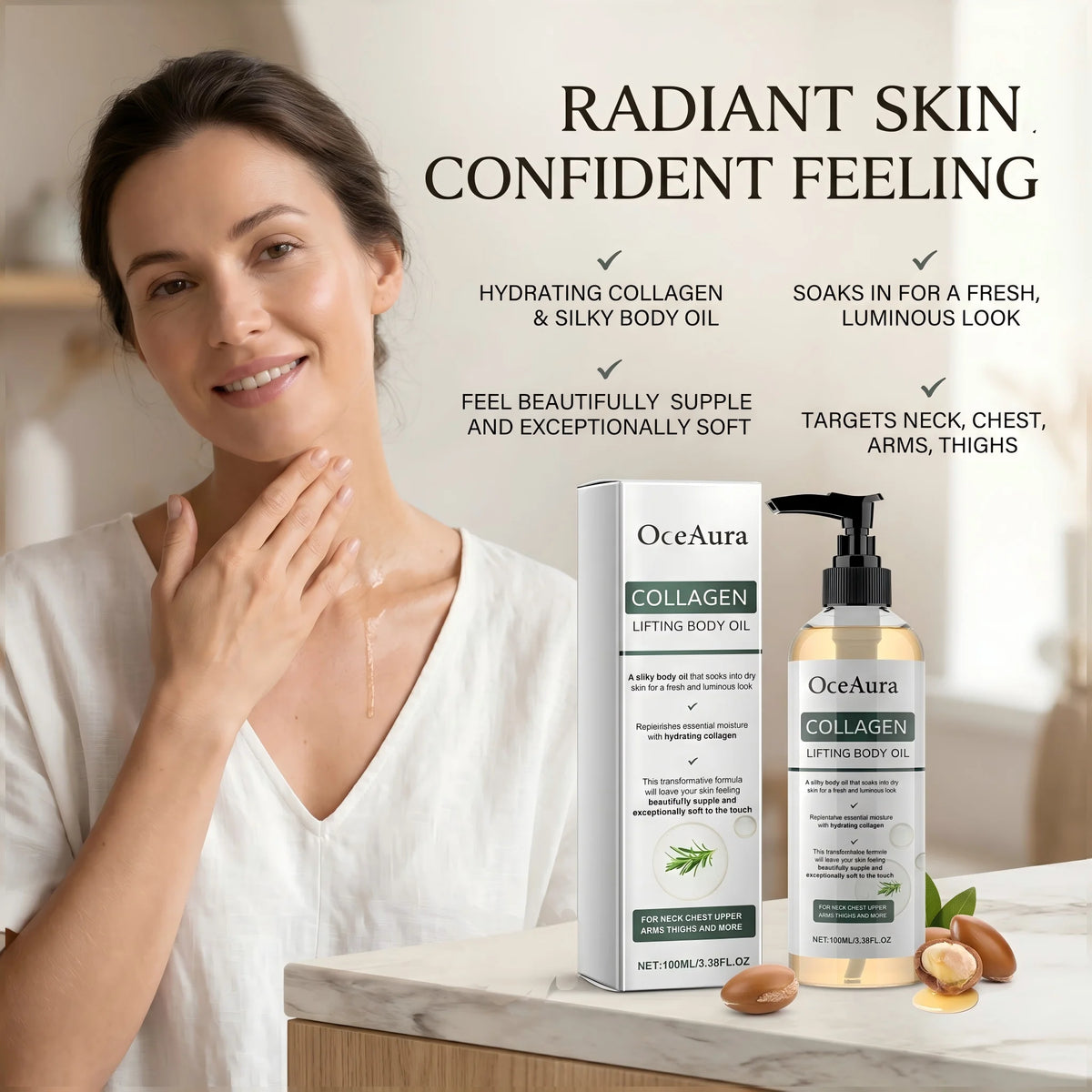 Collagen Body Firming Massage Oil for Skin Tightening and Hydration