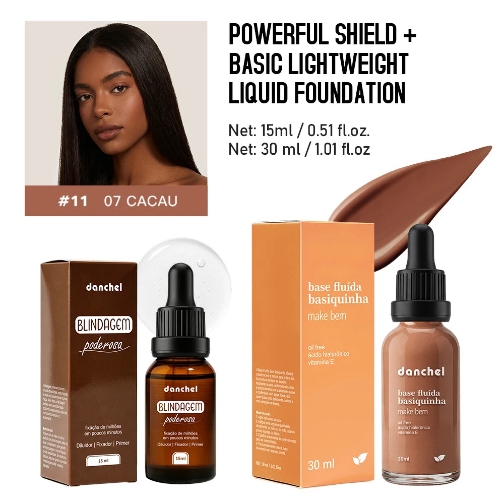 Liquid Foundation and Primer Makeup Set for Long Lasting Natural Finish - 24