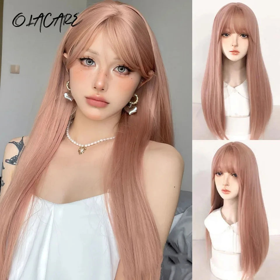 Long Straight Blue Synthetic Cosplay Wig for Halloween and Costume Parties - 53