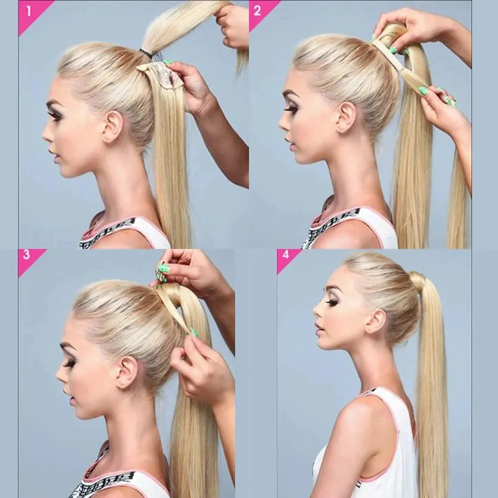 24 Inch Long Straight Wrap Around Ponytail Hair Extension for Women - 11