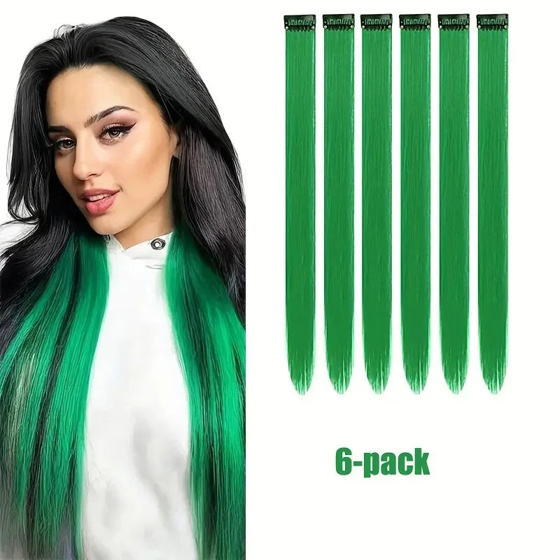 22-Inch Clip-In Colorful Hair Extensions for Parties - 13