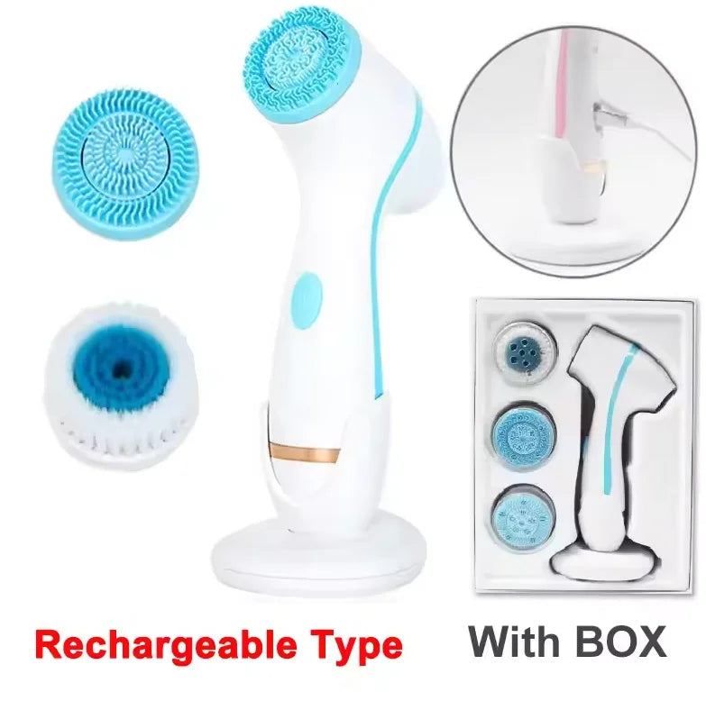 3-in-1 Waterproof Electric Facial Cleansing Brush for Deep Skin Exfoliation