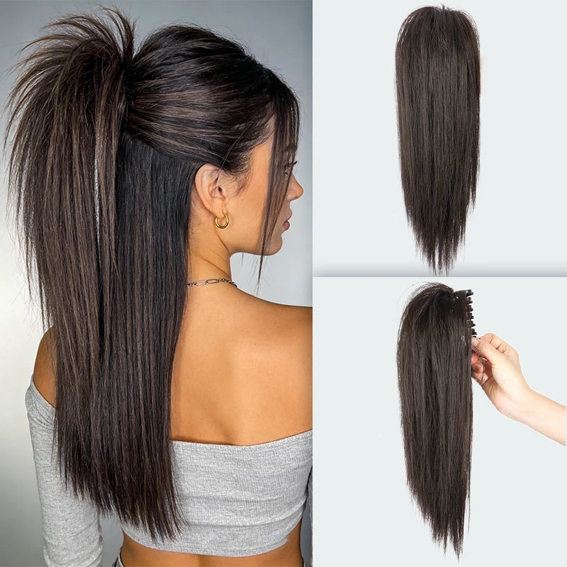 14-Inch Straight Claw Clip Ponytail Extension