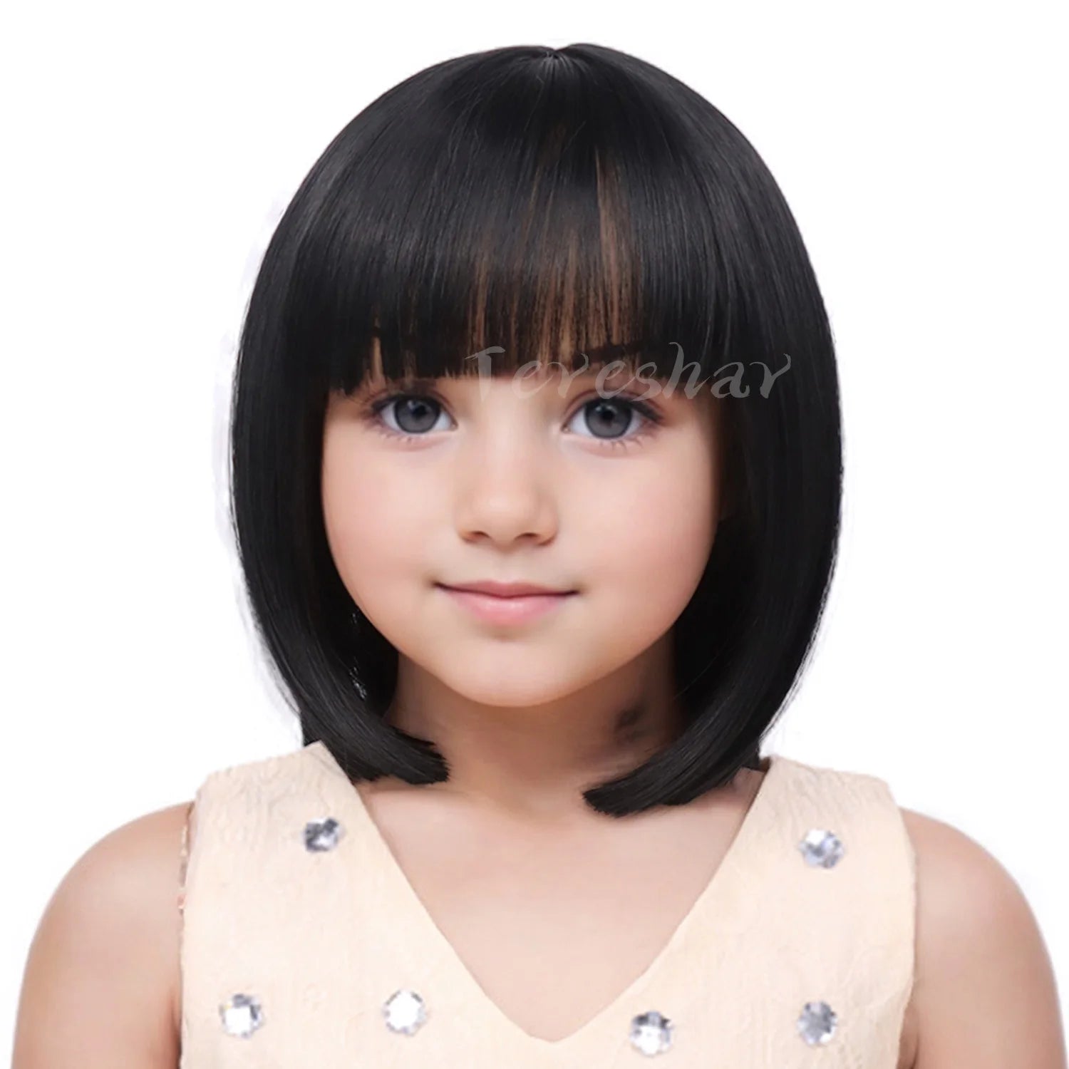Short Straight Bob Wig with Bangs for Girls Kids Cosplay and Parties - 13