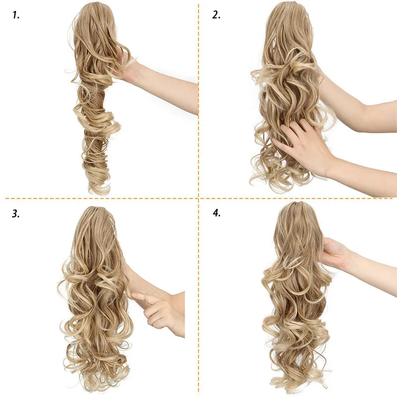 16-Inch Curly Wavy Claw Clip Ponytail Hair Extension