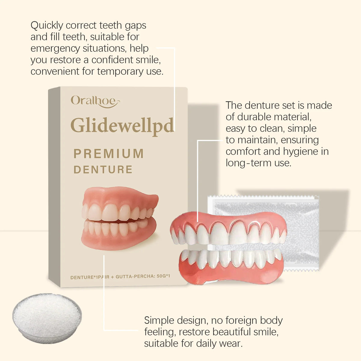 Flexible Silicone Cosmetic Dentures for Missing Teeth and Smile Restoration
