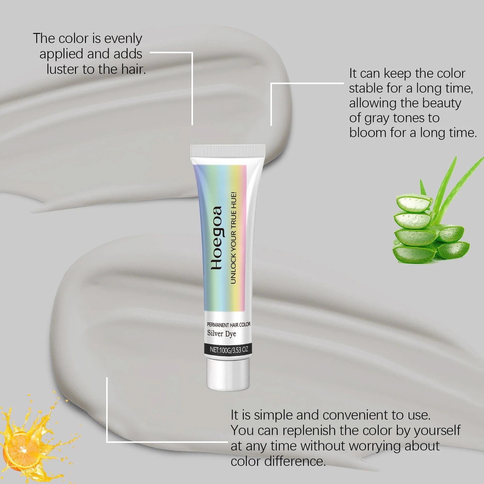 Permanent Silver Gray Hair Dye Cream for Natural White Hair Coverage - 12
