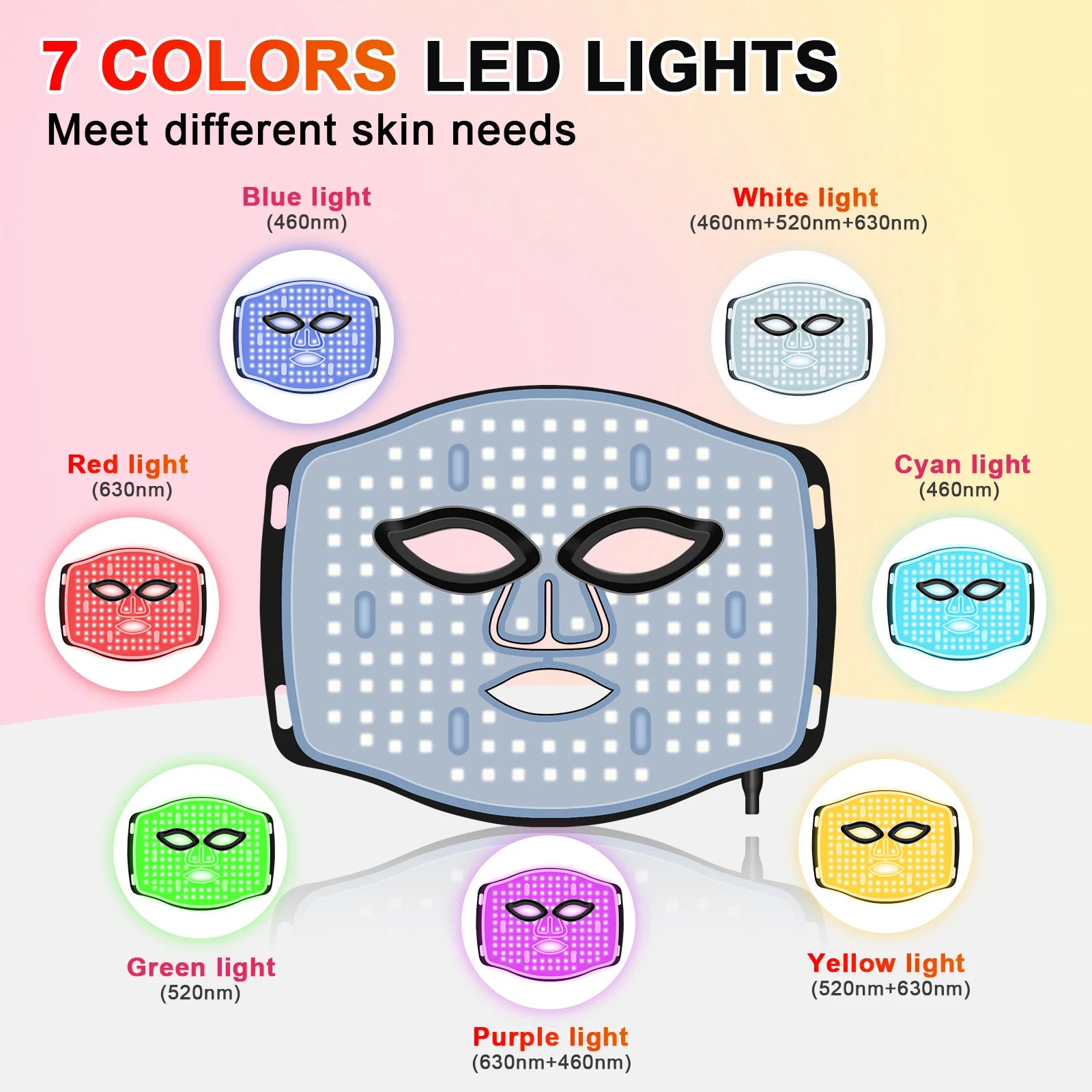 7-Color LED Silicone Facial Mask for Anti-Aging and Skin Rejuvenation - 3