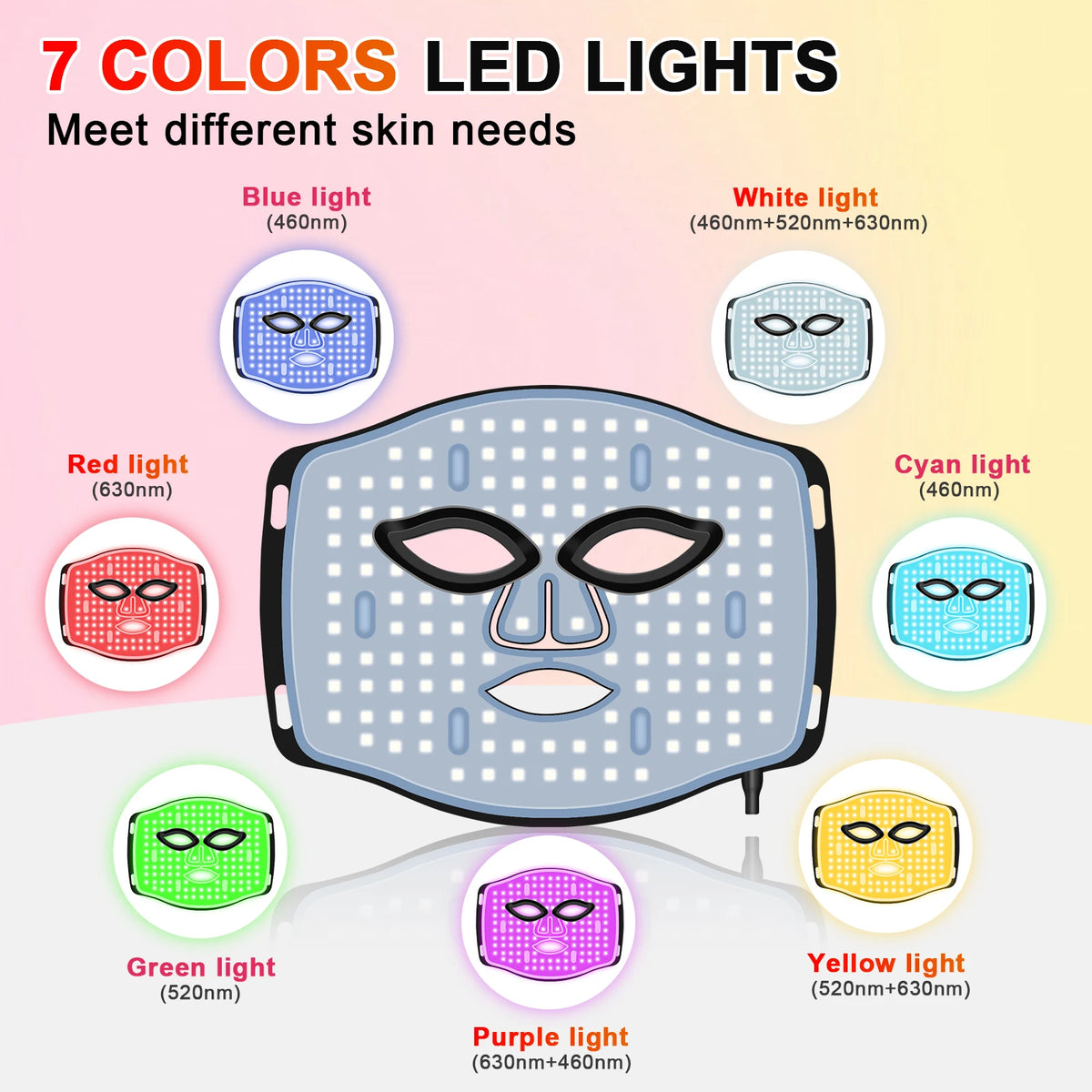 7-Color LED Silicone Facial Mask for Anti-Aging and Skin Rejuvenation