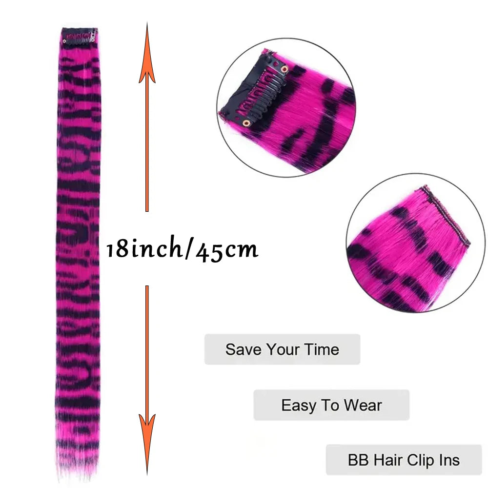 Stripe Printed Clip-in Hair Extensions for Parties - 4