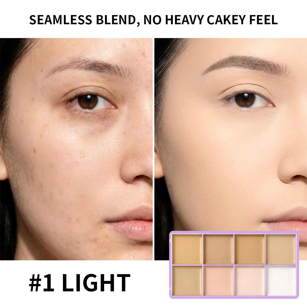 8-Shade Matte Cream Concealer Palette for Full Coverage and Contouring - 13