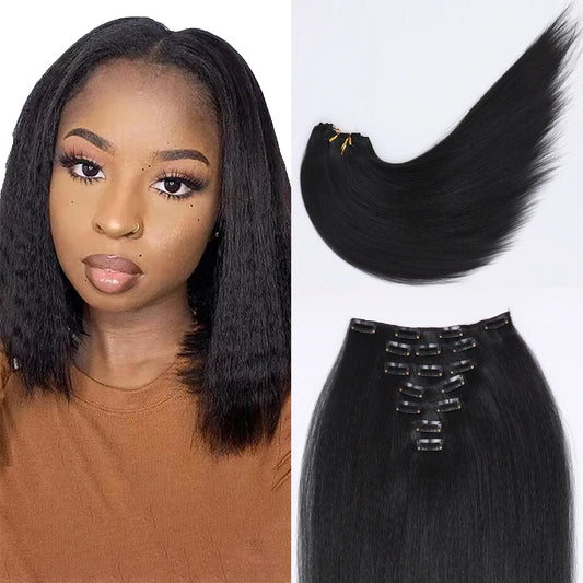Kinky Straight Clip-In Hair Extensions for Full Volume