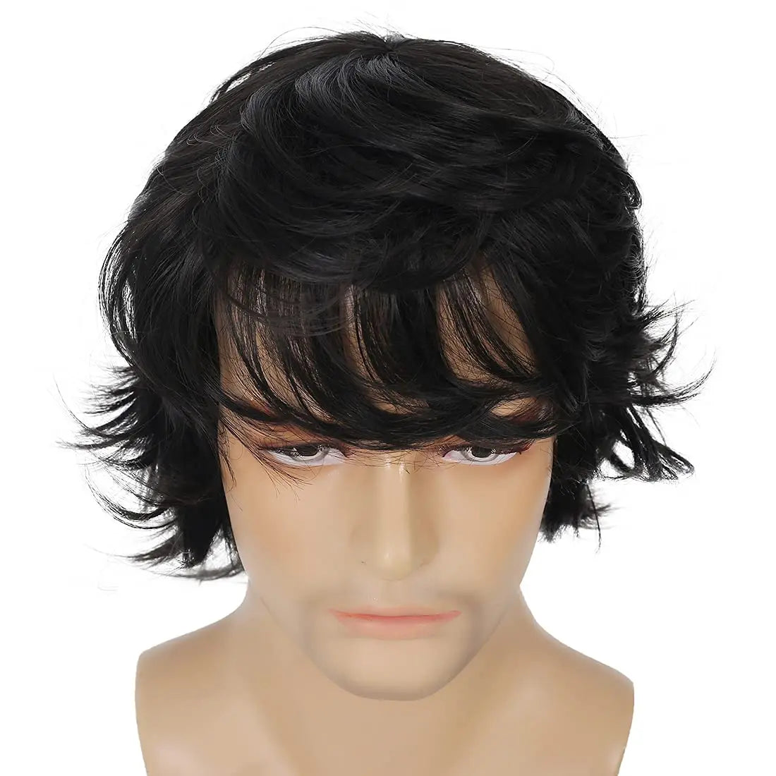 Short Layered Natural Curly Wig for Men