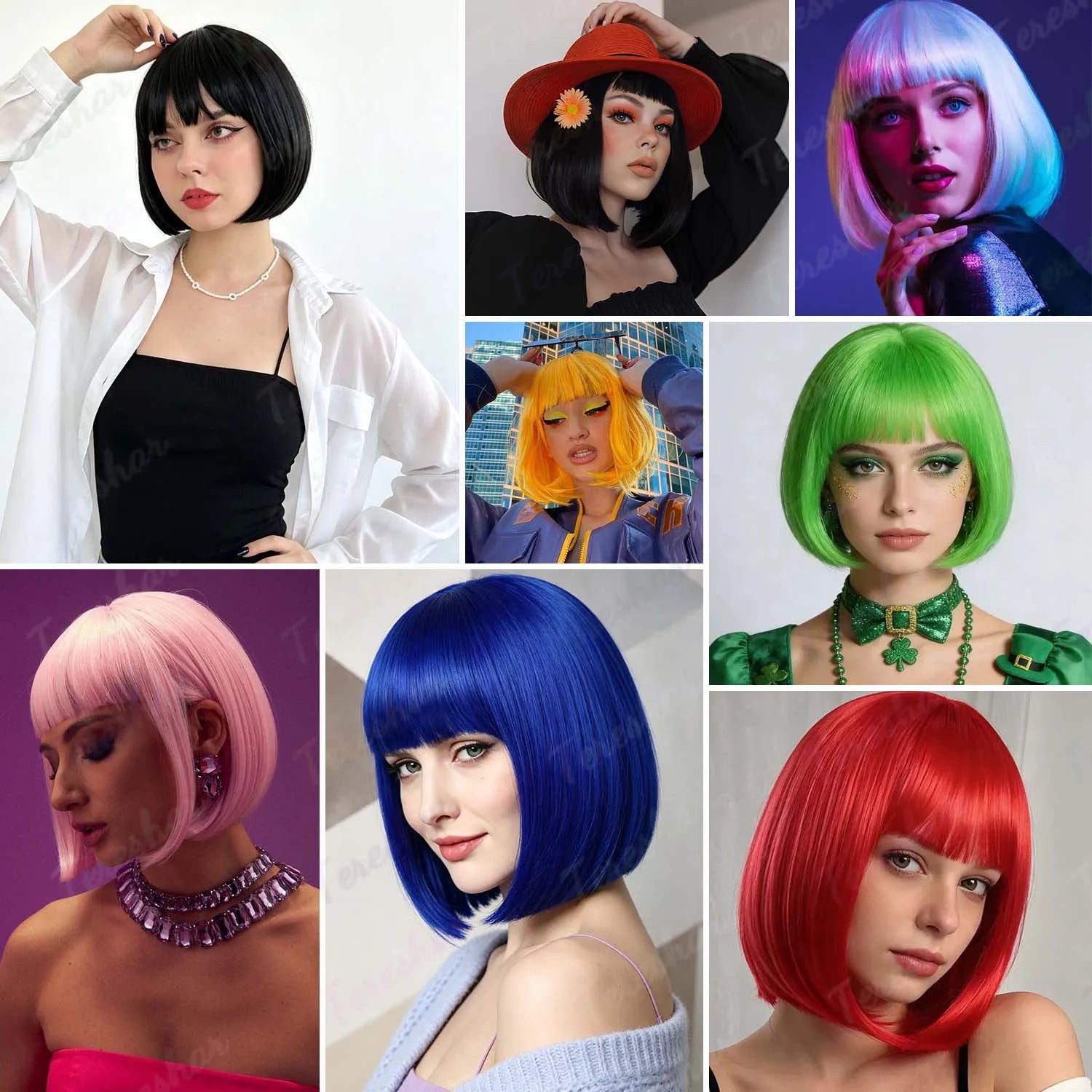 Short Straight Bob Wig with Bangs for Daily Wear and Cosplay - 2