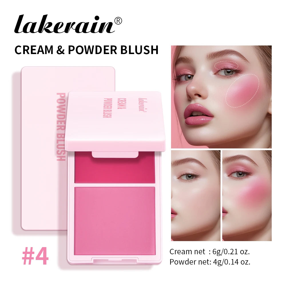 2-in-1 Cream and Powder Blush Palette for Long-Lasting Radiant Makeup - 2