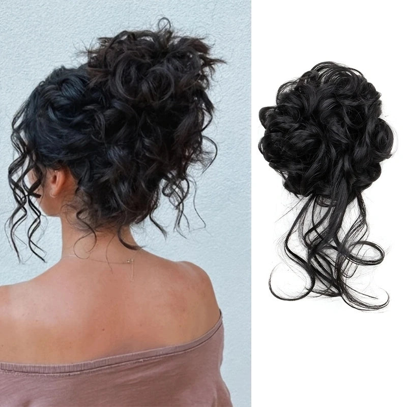 Messy Curly Hair Bun Extension with Elastic Rubber Band - 9