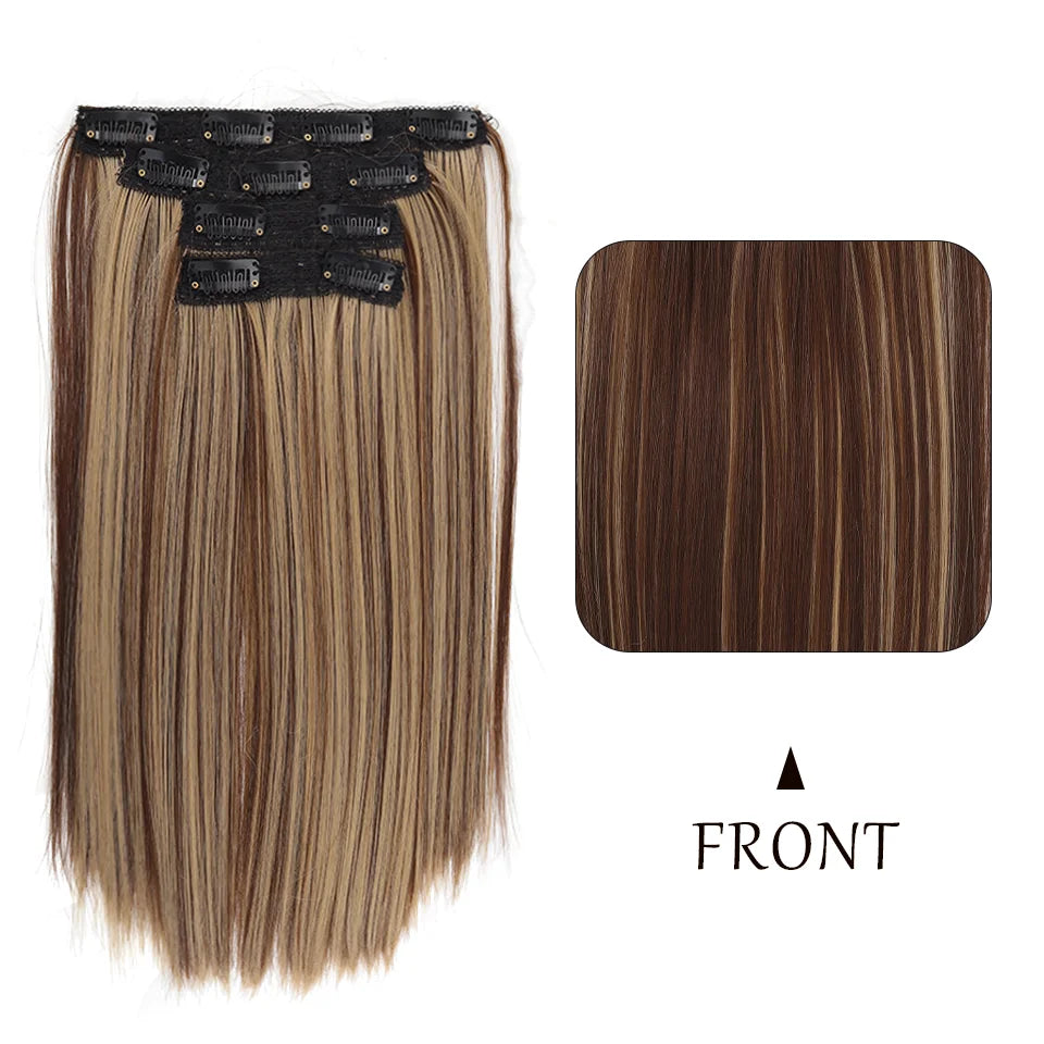 Straight Clip-In Synthetic Hair Extension for Volume