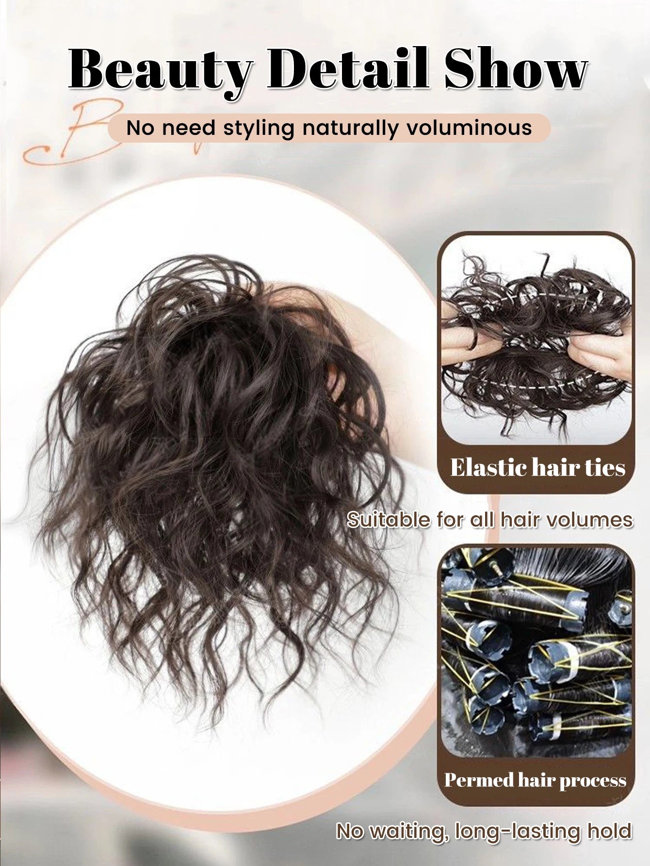 Wavy Curly Synthetic Hair Bun Extension for Daily and Party Styling - 3